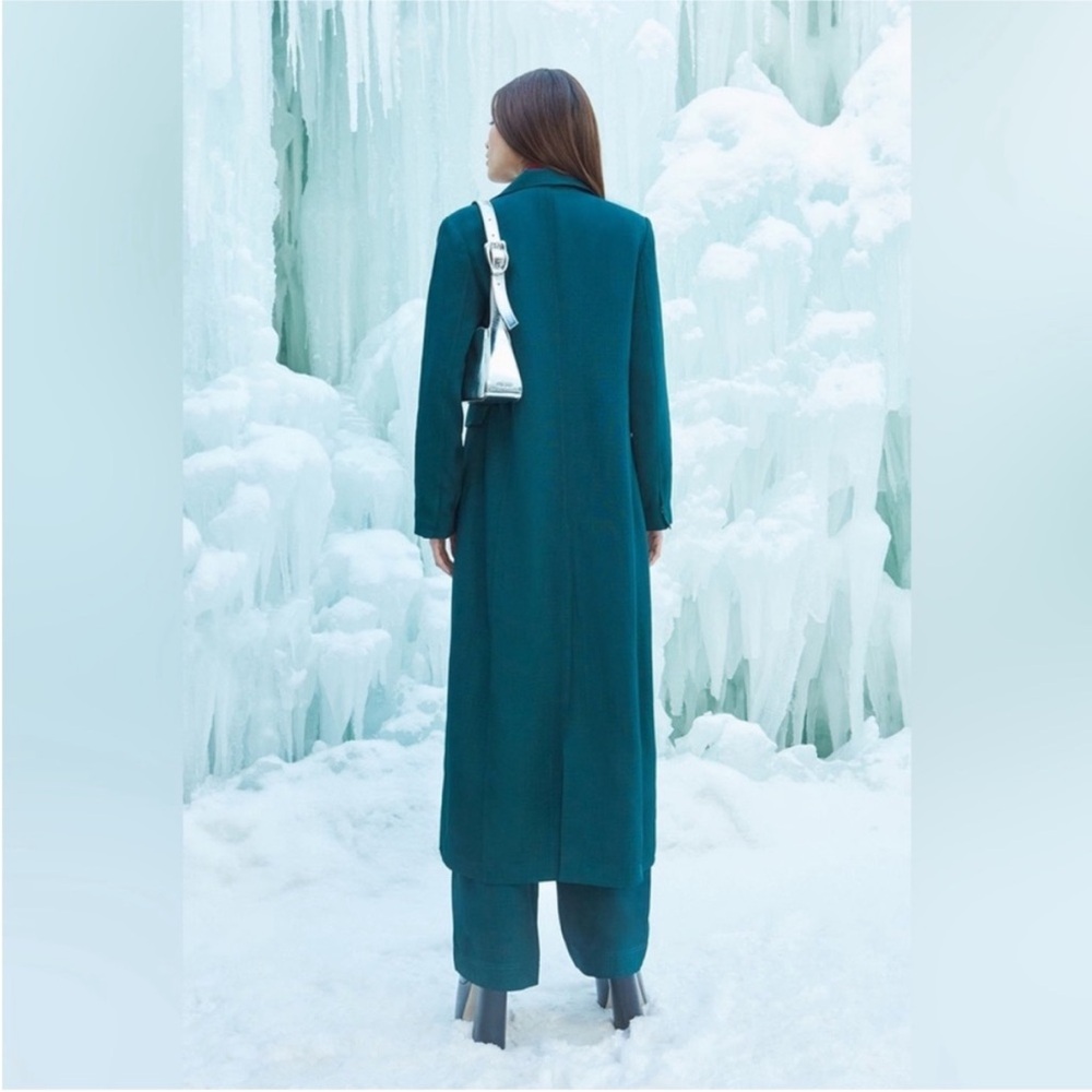 Cult Gaia Everest Longline Coat Jacket Dark Seamoss Green - Picture 3 of 9